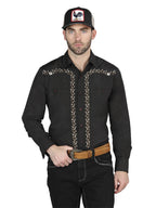 Men's Traditional Embroidered Western Shirt - Black/Gold 44200 - OriginalWestern.com