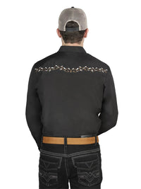 Men's Traditional Embroidered Western Shirt - Black/Gold 44200 - OriginalWestern.com