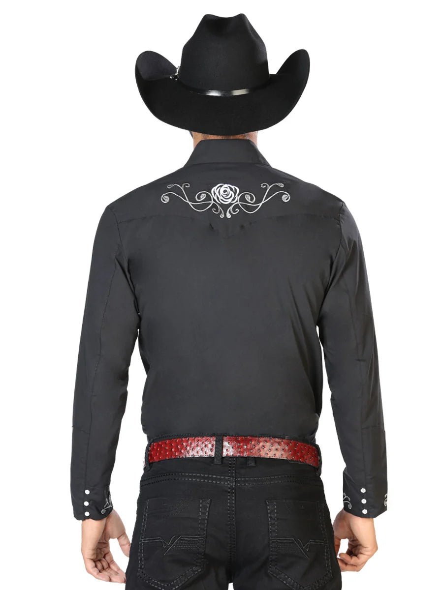 Men's Traditional Embroidered Western Shirt Black/White 42937 - OriginalWestern.com