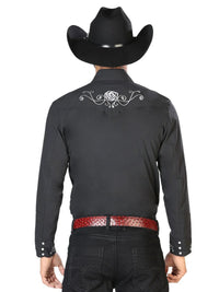 Men's Traditional Embroidered Western Shirt Black/White 42937 - OriginalWestern.com