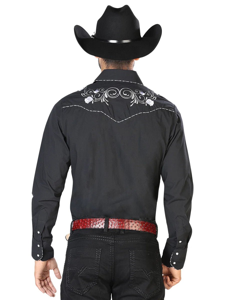 Men's Traditional Embroidered Western Shirt - Black/White 42940 - OriginalWestern.com