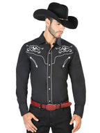 Men's Traditional Embroidered Western Shirt Black/White 42945 - OriginalWestern.com