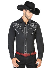 Men's Traditional Embroidered Western Shirt Black/White 42945 - OriginalWestern.com