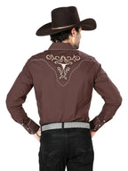 Men's Traditional Embroidered Western Shirt Brown/Gold 42891 - OriginalWestern.com