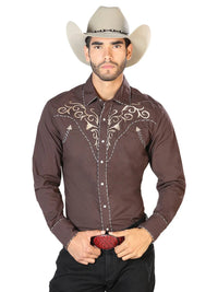 Men's Traditional Embroidered Western Shirt Brown/Gold 42891 - OriginalWestern.com