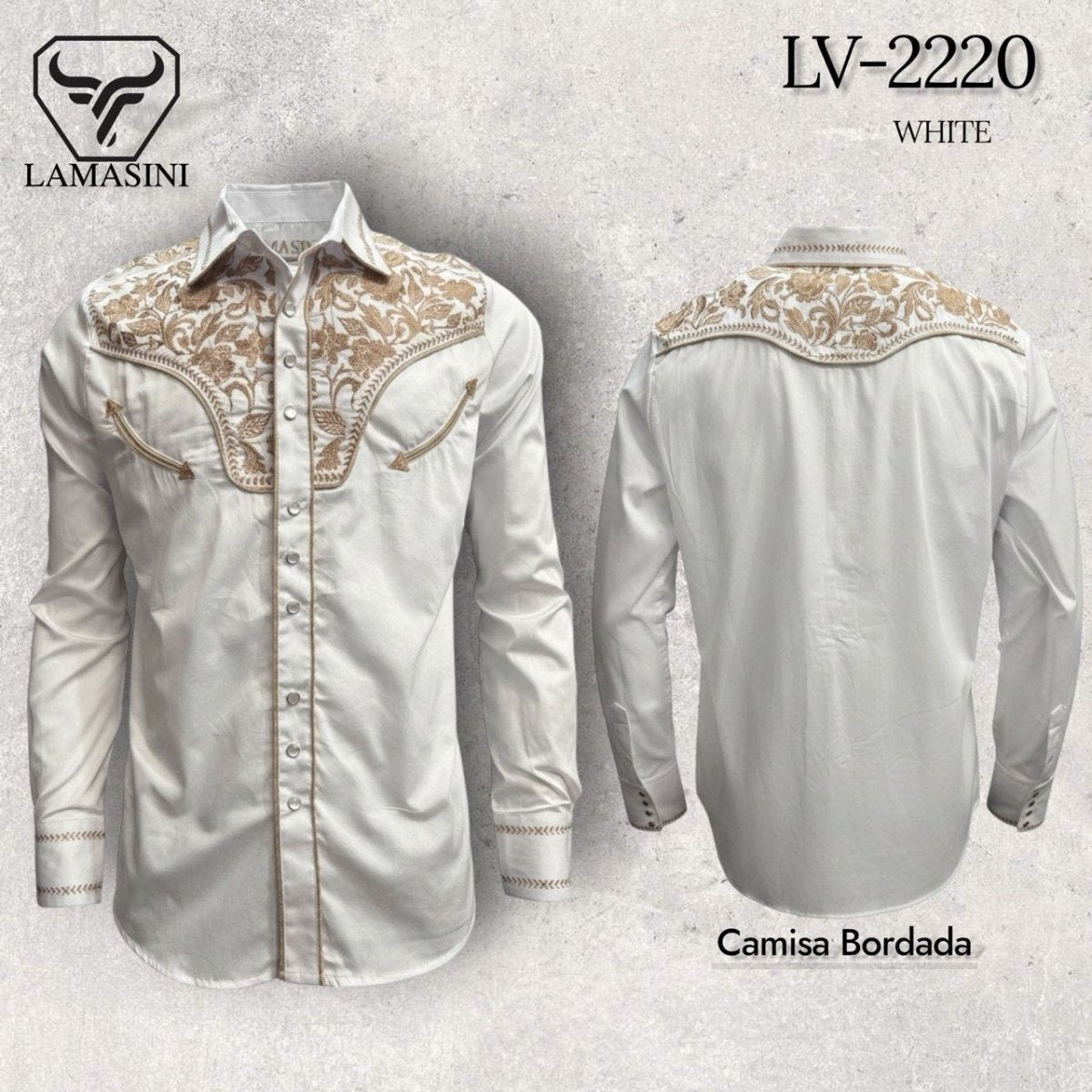 Men's Traditional Embroidered Western Shirt - White 2220 - OriginalWestern.com