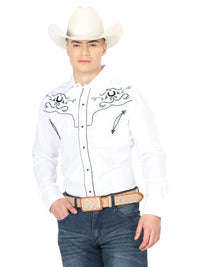 Men's Traditional Embroidered Western Shirt White/Black 42946 - OriginalWestern.com