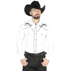 Men's Traditional Embroidered Western Shirt White/Black 42957 - OriginalWestern.com