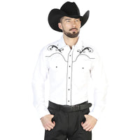 Men's Traditional Embroidered Western Shirt White/Black 42957 - OriginalWestern.com
