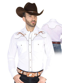 Men's Traditional Embroidered Western Shirt White/Black 42957 - OriginalWestern.com