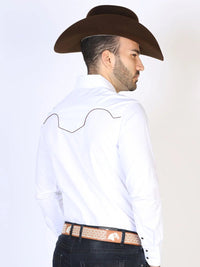 Men's Traditional Embroidered Western Shirt White/Black 42957 - OriginalWestern.com