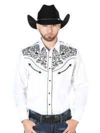 Men's Traditional Embroidered Western Shirt - White/Black 44188 - OriginalWestern.com