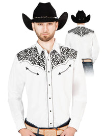 Men's Traditional Embroidered Western Shirt - White/Black 44194 - OriginalWestern.com