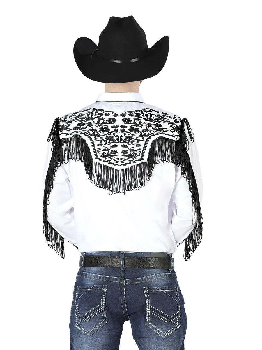 Men's Traditional Embroidered Western Shirt - White/Black 44223 - OriginalWestern.com
