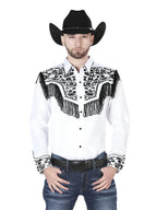 Men's Traditional Embroidered Western Shirt - White/Black 44223 - OriginalWestern.com