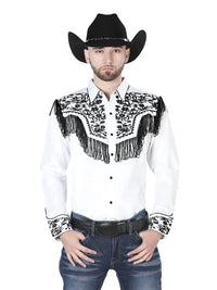 Men's Traditional Embroidered Western Shirt - White/Black 44223 - OriginalWestern.com
