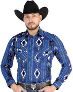 El General - Men's Blue Geometric Western Shirt  44474