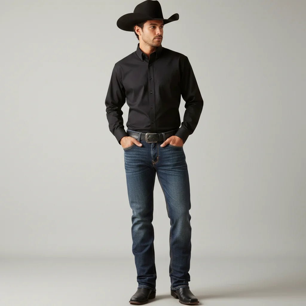 Men's Western Bootcut High Waist Stretch Premium Jeans - Dark Blue CABW 1 - OriginalWestern.com