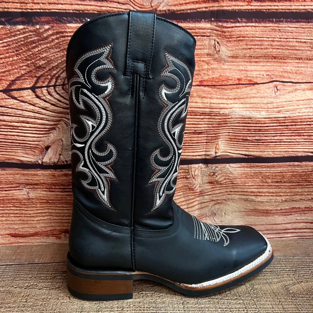 Men's Western Bulldog Cowboy Genuine Leather Boots Est. 380 Black - OriginalWestern.com