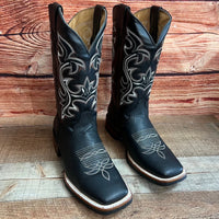 Men's Western Bulldog Cowboy Genuine Leather Boots Est. 380 Black - OriginalWestern.com