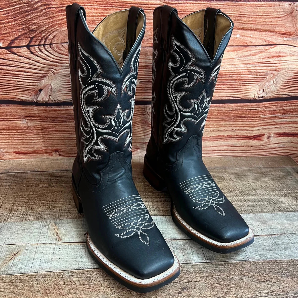 Men's Western Bulldog Cowboy Genuine Leather Boots Est. 380 Black - OriginalWestern.com