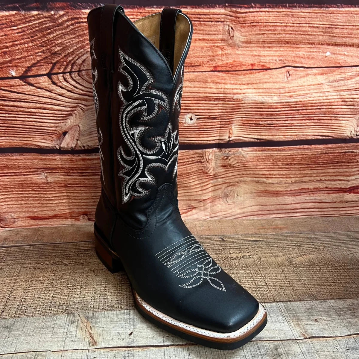 Men's Western Bulldog Cowboy Genuine Leather Boots Est. 380 Black - OriginalWestern.com