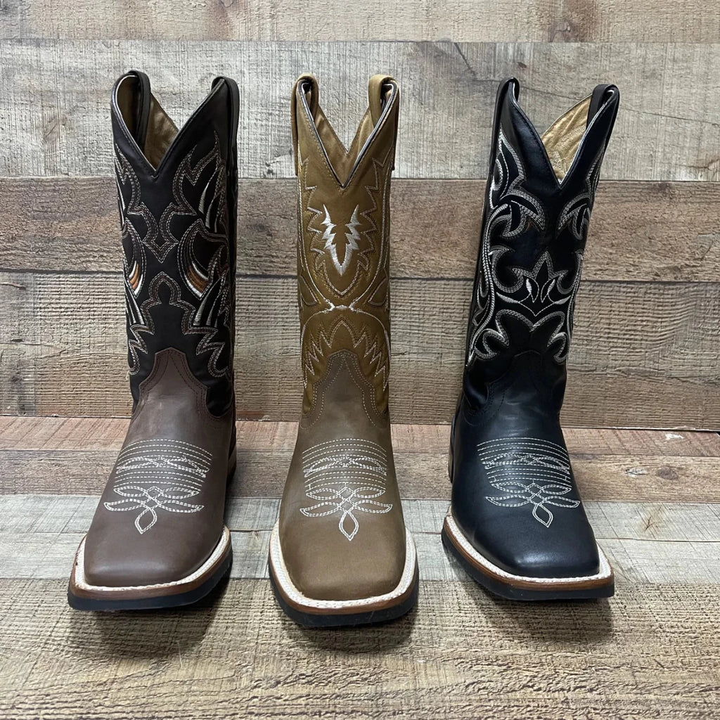 Men's Western Bulldog Cowboy Genuine Leather Boots Est. 380 Black - OriginalWestern.com