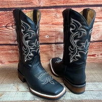 Men's Western Bulldog Cowboy Genuine Leather Boots Est. 380 Black - OriginalWestern.com
