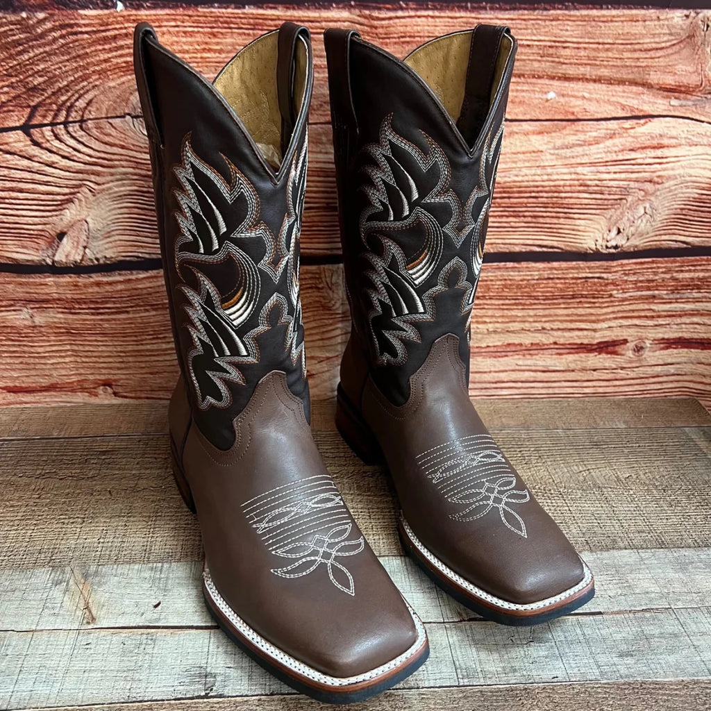 Men's Western Bulldog Cowboy Genuine Leather Boots Est. 380 Brown - OriginalWestern.com