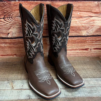 Men's Western Bulldog Cowboy Genuine Leather Boots Est. 380 Brown - OriginalWestern.com