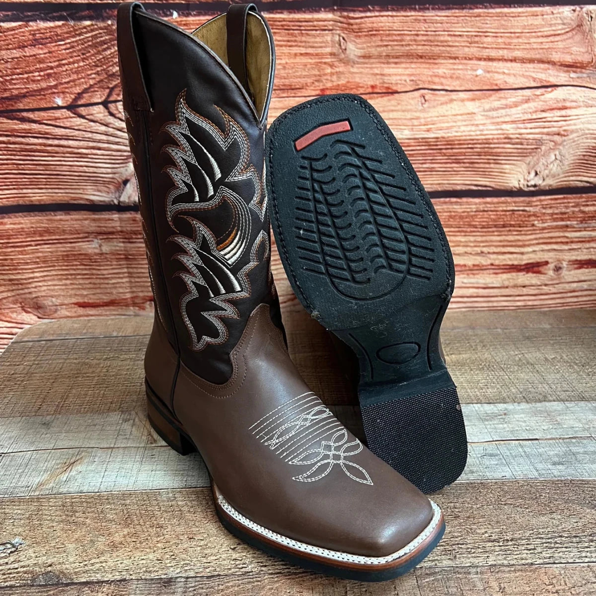 Men's Western Bulldog Cowboy Genuine Leather Boots Est. 380 Brown - OriginalWestern.com