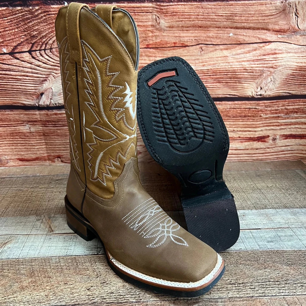 Men's Western Bulldog Cowboy Genuine Leather Boots Est. 380 Tan - OriginalWestern.com