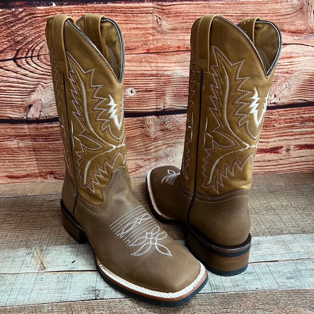 Men's Western Bulldog Cowboy Genuine Leather Boots Est. 380 Tan - OriginalWestern.com