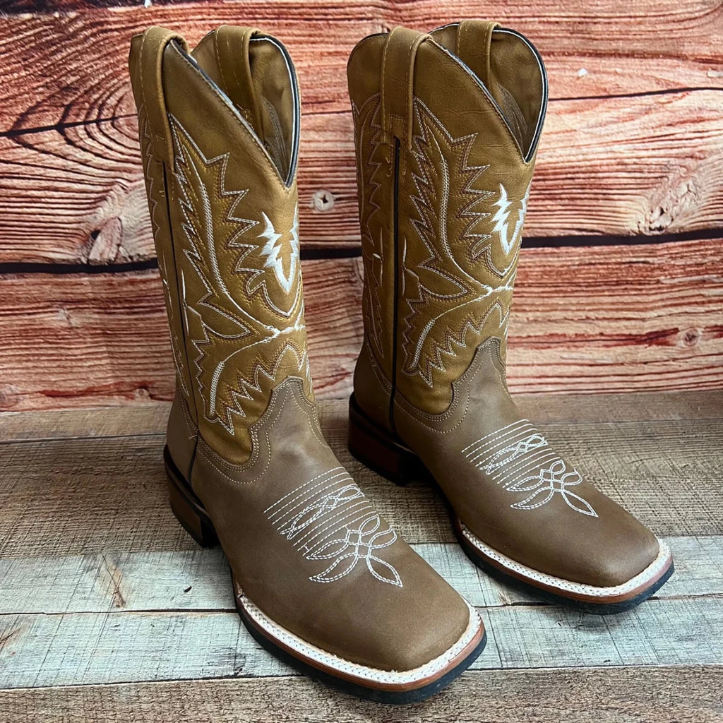 Men's Western Bulldog Cowboy Genuine Leather Boots Est. 380 Tan - OriginalWestern.com