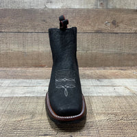 Men's Western Cowboy Bull Neck Print Genuine Cowhide Leather Ankle Boot Est. 350 Black - OriginalWestern.com
