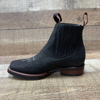 Men's Western Cowboy Bull Neck Print Genuine Cowhide Leather Ankle Boot Est. 350 Black - OriginalWestern.com