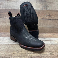 Men's Western Cowboy Bull Neck Print Genuine Cowhide Leather Ankle Boot Est. 350 Black - OriginalWestern.com