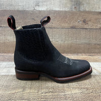 Men's Western Cowboy Bull Neck Print Genuine Cowhide Leather Ankle Boot Est. 350 Black - OriginalWestern.com
