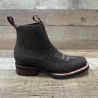 Men's Western Cowboy Bull Neck Print Genuine Cowhide Leather Ankle Boot Est. 350 Brown - OriginalWestern.com