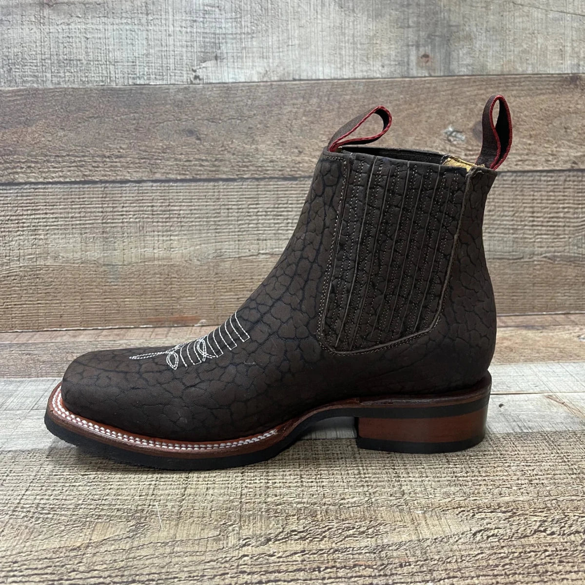 Men's Western Cowboy Bull Neck Print Genuine Cowhide Leather Ankle Boot Est. 350 Brown - OriginalWestern.com