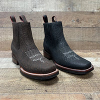 Men's Western Cowboy Bull Neck Print Genuine Cowhide Leather Ankle Boot Est. 350 Brown - OriginalWestern.com