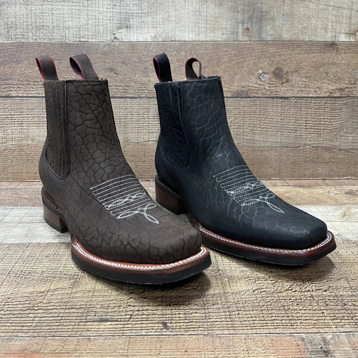 Men's Western Cowboy Bull Neck Print Genuine Cowhide Leather Ankle Boot Est. 350 Brown - OriginalWestern.com