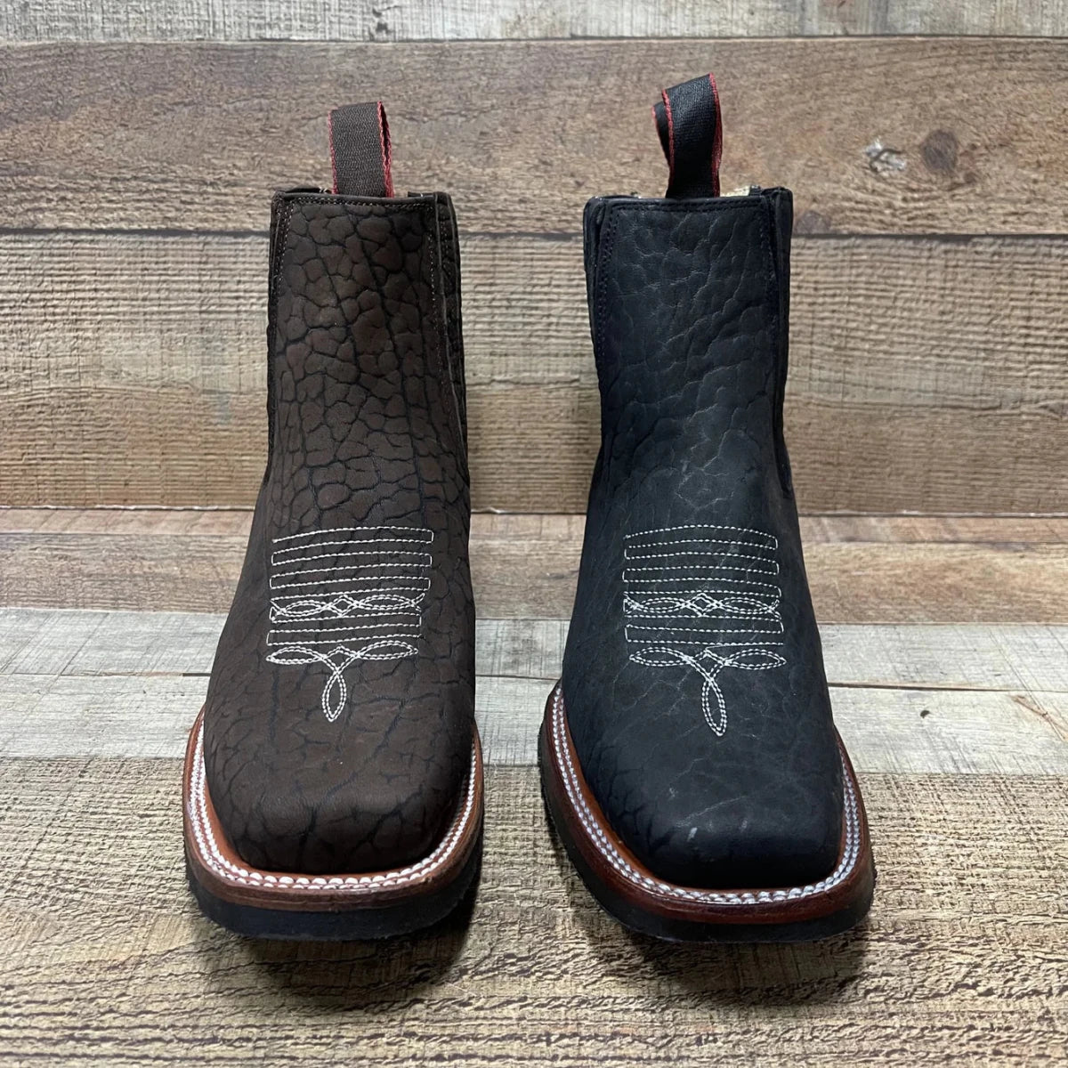 Men's Western Cowboy Bull Neck Print Genuine Cowhide Leather Ankle Boot Est. 350 Brown - OriginalWestern.com