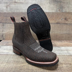 Men's Western Cowboy Bull Neck Print Genuine Cowhide Leather Ankle Boot Est. 350 Brown - OriginalWestern.com