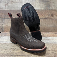 Men's Western Cowboy Bull Neck Print Genuine Cowhide Leather Ankle Boot Est. 350 Brown - OriginalWestern.com