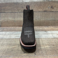 Men's Western Cowboy Bull Neck Print Genuine Cowhide Leather Ankle Boot Est. 350 Brown - OriginalWestern.com