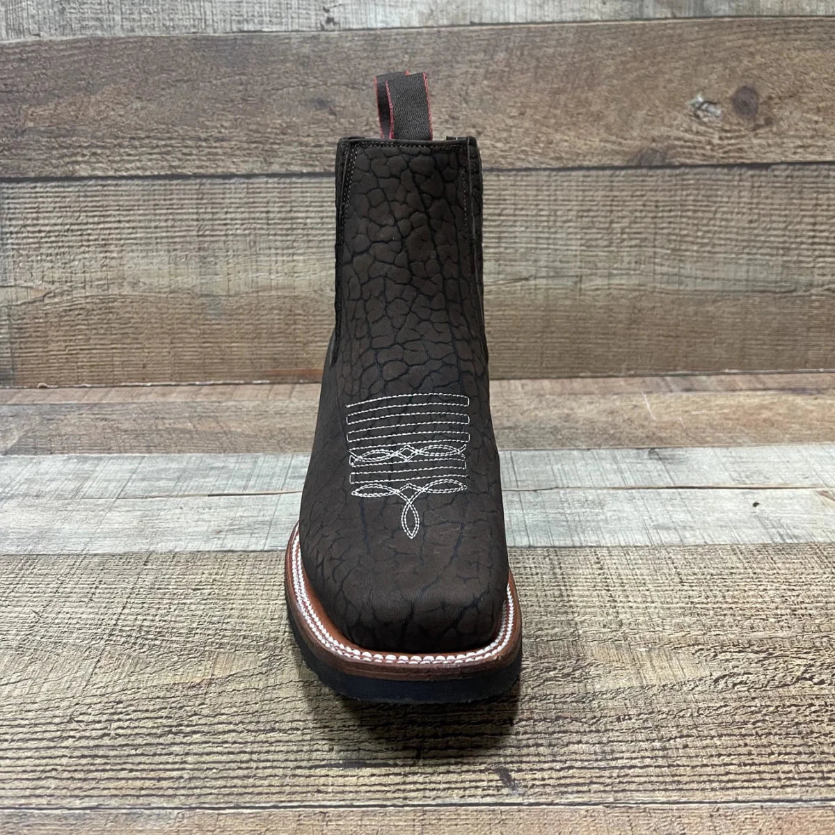 Men's Western Cowboy Bull Neck Print Genuine Cowhide Leather Ankle Boot Est. 350 Brown - OriginalWestern.com