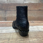 Men's Western Cowboy Crocodile Print Genuine Cowhide Leather Ankle Boots Black - OriginalWestern.com