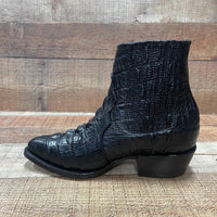 Men's Western Cowboy Crocodile Print Genuine Cowhide Leather Ankle Boots Black - OriginalWestern.com