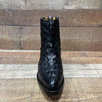 Men's Western Cowboy Crocodile Print Genuine Cowhide Leather Ankle Boots Black - OriginalWestern.com